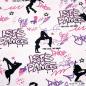 Preview: Baumwolljersey mit Let´s Dance Motiven in Rosa/Lila/Schwarz auf Weiß